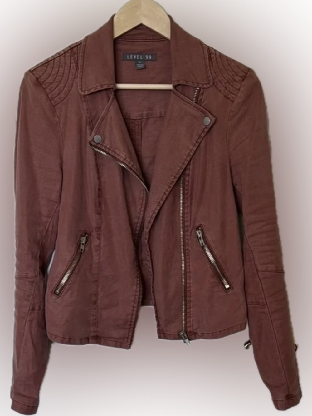 🌹 Level 99 Linen Blend Moto Jacket | Rusty Rose | Size Small